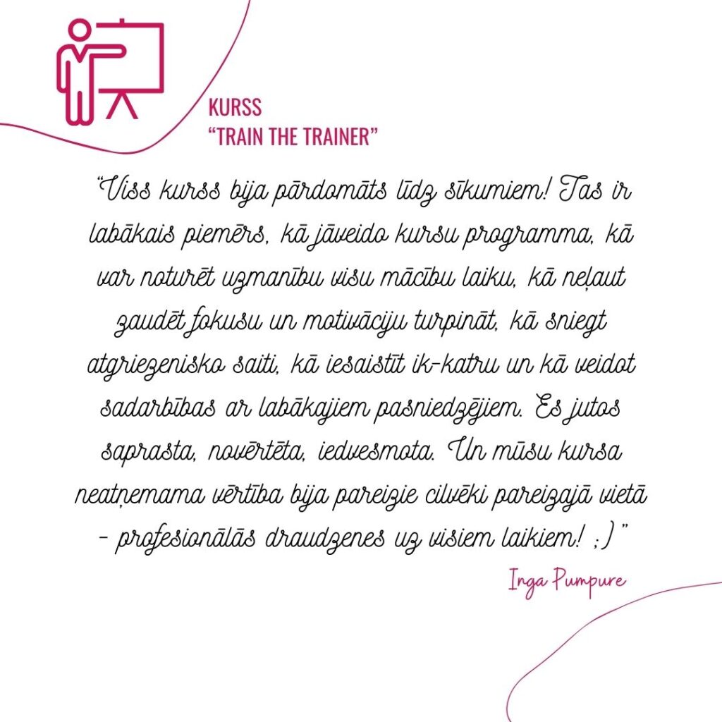 Atsauksmes "Train the Trainer" kursam