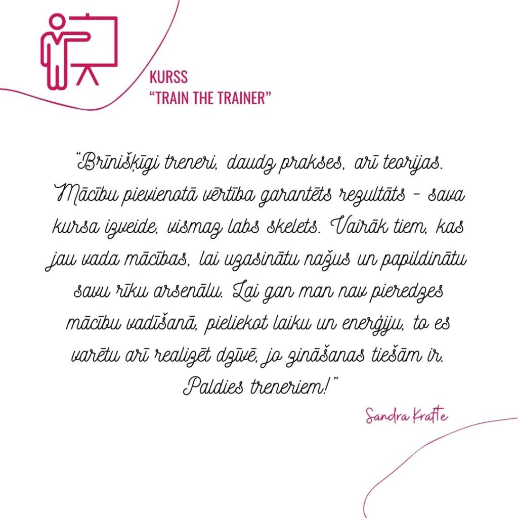 Atsauksmes "Train the Trainer" kursam