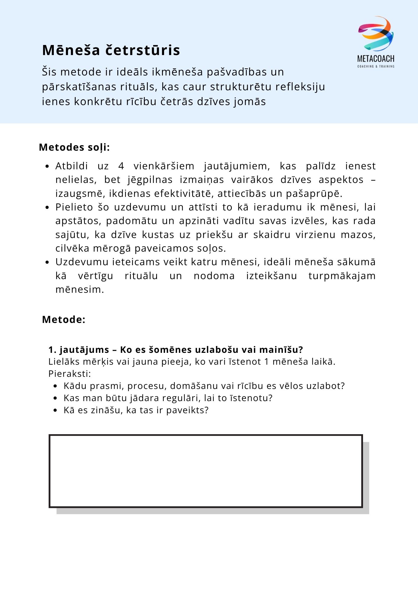 MĒNEŠA ČETRSTŪRIS - DARBA LAPA